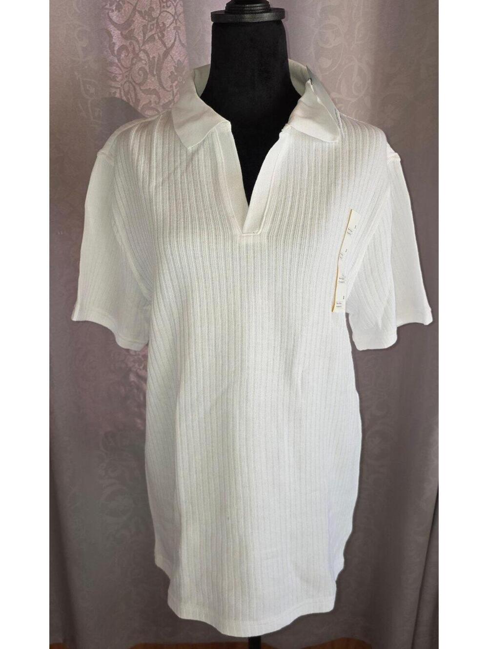 Men's Goodfellow & Co Striped Regular Fit Johnny Collared Polo Shirt - Small NWT